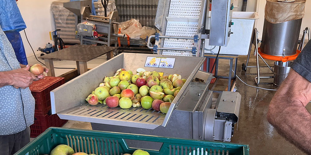 Pressage_pommes_bessin photographie d'une filière de pressage de pomme pour obtenir du jus